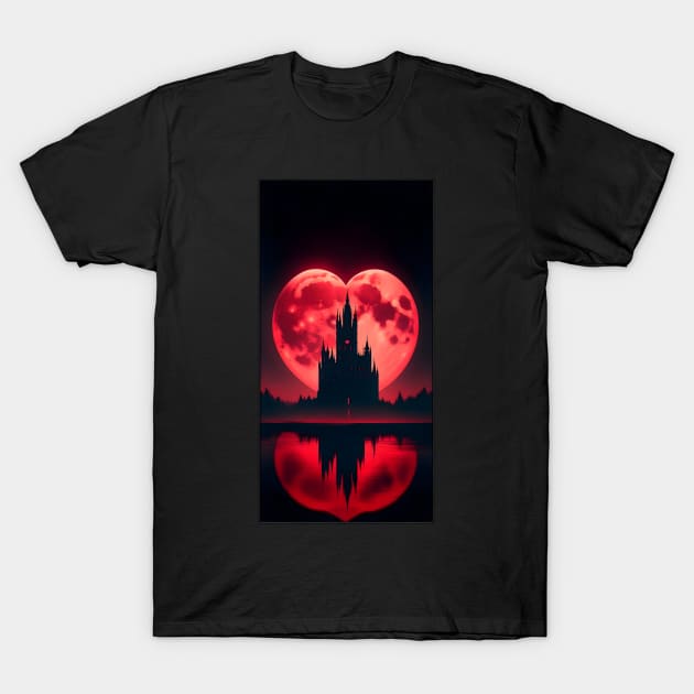 Blood red heart Moon Gothic Valentine T-Shirt by OddHouse